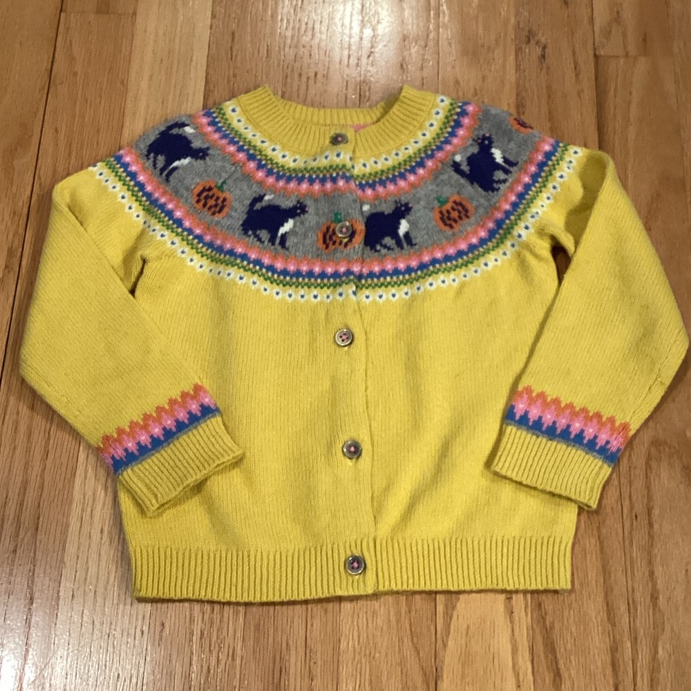 Yellow Kids Fair Isle Cardigan Sweater